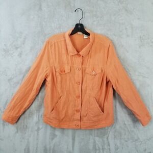 Linden Hill Linen Jacket XL Orange Chambray Vacation Resort Beach Breathable